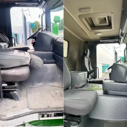 Vrachtwagen interieur stomen reinigen op locatie
